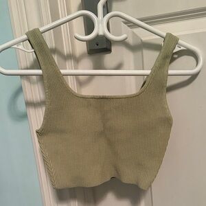 Babaton Light Olive Ribbed Top